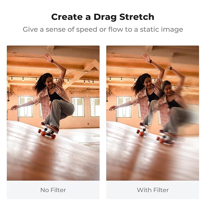 K&F CONCEPT 58mm Unilateral Blur Ghost Motion Filter Super Speed Effects for Camera Lens Clear Optical Glass with Cleaning Cloth
