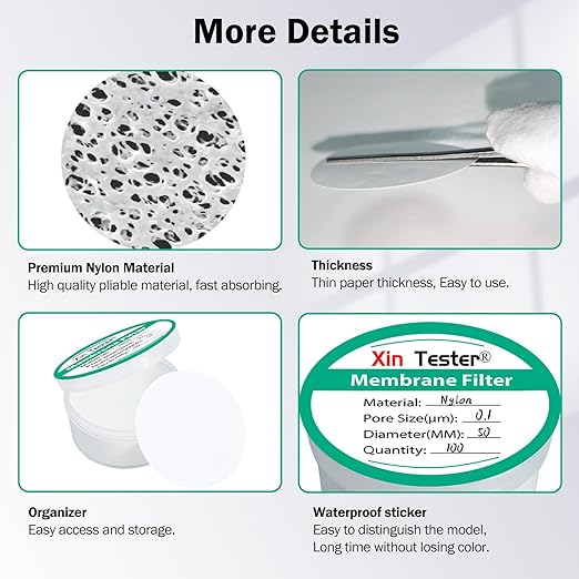 50 Nylon disc Membrane Filters Filter Pieces Nylon Disc Membrane Filters mm Diameter, 0.1µm Pore Size
