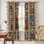 2 Panel Kitchen Cafe Curtains, Desert Camels Sunlight Filtering Nature Air Through, Home Decor Window Covering Tier Curtains for Living Room 104W x 96L inch Western Wildlife Brown Animals Country