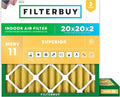 Filterbuy 20x20x2 Air Filter MERV 11 Superior Pet & Allergy Defense (2-Pack), Electrostatic Pleated HVAC AC Furnace Filters Replacement, Made in USA (Actual Size: 19.50 x 19.50 x 1.75)