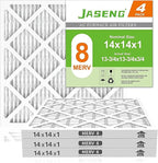 14x14x1 Air Filters, MERV 8 Pleated HVAC Furnace Filters (4-Pack) - Dust Defense, MPR 600 - exact dimensions: 13.75"x13.75"x0.75" - Replacement for AC, Heater, and Ventilation Systems