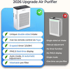Air Purifiers for Home Large Room 3500 Ft2 with Washable Pre-filter, 3-Stage HEPA Double-Sided Air Purifier, Smart WiFi APP Control, Sleep Mode, PM2.5 Display Air Cleaner for Pets Hair, Dust, Smoke