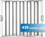 19.5 in x15.5 in Commercial Hood Filters - 430 Stainless Steel 5-Groove Baffle Filters for Restaurant Kitchen Exhaust Hoods Pack of 6