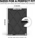 PuroAir MegaFilter - 14x20x1 Air Filter MERV 13 Activated CarbonTech Defense - Heavy Duty 3 Layer Furnace Filters Allergens, Pollen, Dust, Pet Dander, Smoke, Odors - HVAC Air Filter 14x20x1 (4-Pack)