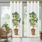 Lemons Outdoor Curtains for Patio Summer Fruit Lemon Tree Waterproof Outside Curtains with Grommet Top Weatherproof Curtain for Cabana Pergola Gazebo, 2 Pack, 54" W x 95" L