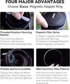 Kase 82mm Magnetic Adapter Ring, Aviation Aluminum 0.5s Snap-On Frame for CPL/ND/UV Filters, No Light Leak & Vignette, Ultra-Thin Stackable for DSLR Mirrorless Wide-Angle Vlog