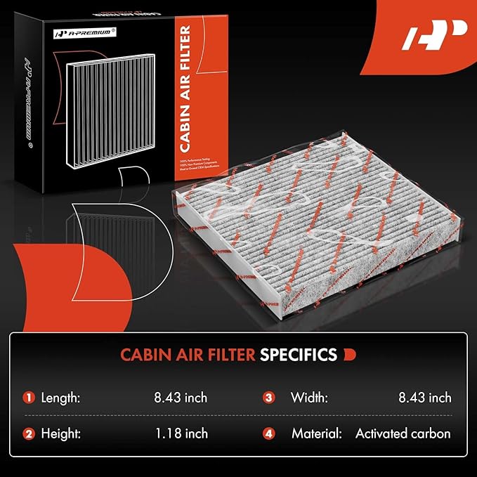 A-Premium Cabin Air Filter with Activated Carbon Compatible with Infiniti M35h 2012-2013, M37 2011-2013, M56 2011-2013, Q70 2014-2019, Q70L 2015-2019 Replace# 272771ME0B