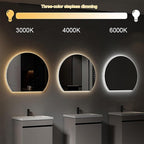 Bathroom Mirror, Dimmable LED Vanity Mirror Half Circle, Illuminated Mirror with Demister Pad, Large Wall Mirror with Touch Sensor (Size : 35x39''/90x100cm)