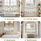Easter Kitchen Tier Curtains 36 Inch Long 2 Panel Set,Rod Pocket Half Window Curtains Over Sink,Spring Farmhouse Watercolor Bunny Eggs Wood Grain Light Filtering Short Drapes Cafe 27.5"W x 36"L