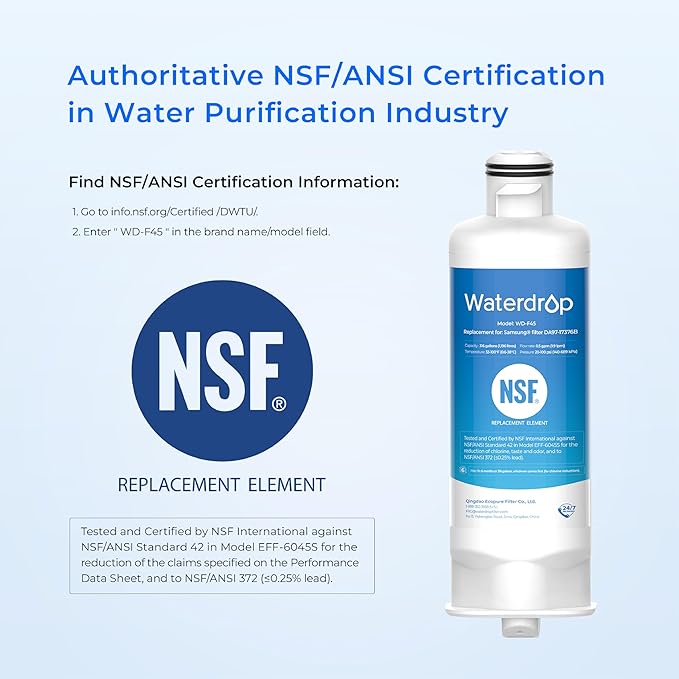 Waterdrop DA97-17376B Replacement for Samsung® HAF-QIN/EXP, DA97-08006C, RF28R7201SR, RF28R7351SG, WD-F45, Refrigerator Water Filter, 4 Filters