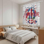 Independence Day Window Curtains 63 Inch Long 2 Panel Set, Rod Pocket Bedroom Curtains & Drapes, 4 of July Rose Wooden Grain Vintage Light Filtering Window Treatment for Living Room 42"W x 63"L