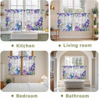 Spring Flowers Kitchen Curtains, Watercolor Garden Florals Wooden Grain Light Filtering Window Curtain Panels, 2Pcs Rod Pocket Window Treatments Set for RV Dining Room Study Room 42x54 Inches