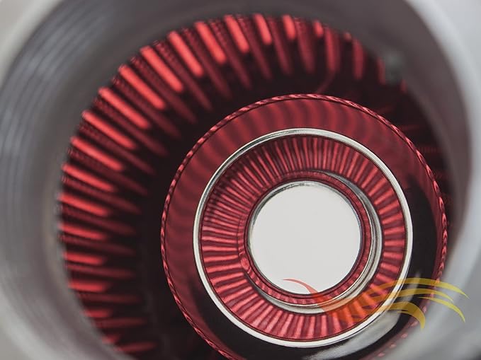 Rtunes Racing Universal Clamp-On Air Filter, Standard Cone, Dry Washable Design, Multiple Inlet Sizes (Red, 3" Inch)