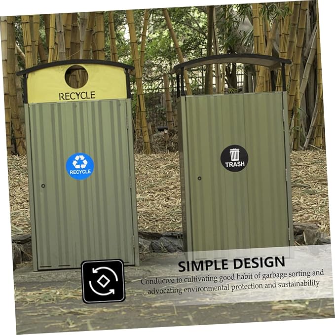 TEHAUX 8pcs Garbage Bin Sticker Waste Sorting Recycling Labels PVC Trash Can Classification Stickers for Home