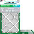 Filterbuy 16x24x1 Air Filter MERV 8 Essential Dust & Allergy Defense (2-Pack), Electrostatic Pleated HVAC AC Furnace Filters Replacement, Made in USA (Actual Size: 15.38 x 23.38 x 0.75)