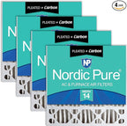 Nordic Pure 20x20x5 (Actual Size: 19 5/8 x 19 7/8 x 4 3/8) Honeywell Replacement Furnace Filters MERV 14 Plus Carbon 4 Pack