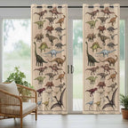Vintage Outdoor Curtains for Patio Dinosaurs Biographies Retro Waterproof Outside Curtains with Grommet Top Weatherproof Curtain for Cabana Pergola Gazebo, 1 Panel, 54" W x 84" L