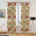 2 Panel Kitchen Cafe Curtains, Desert Camels Sunlight Filtering Nature Air Through, Home Decor Window Covering Tier Curtains for Living Room 104W x 90L inch Tropical Palm Trees Sand Cords Brown