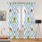 2 Panel Kitchen Cafe Curtains, Camels Palm Trees Sunlight Filtering Nature Air Through, Home Decor Window Covering Tier Curtains for Living Room 104W x 96L inch Tropical Desert Animal Plants Polka Dot