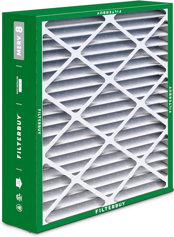 Filterbuy 21x24.5x5 Air Filter MERV 8 Essential Dust & Allergy Defense (4-Pack), Electrostatic Pleated HVAC AC Furnace Filters for Rheem, Ruud, and Protech (Actual Size: 20.63 x 24.13 x 4.38)