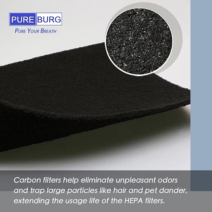 PUREBURG Replacement Filter Compatible with Purafide Air XP120 Desk & Countertop Air Purifier,2-Pack(4 Filters) H13 HEPA Activated Carbon For Air Clean Dust VOCs Odor