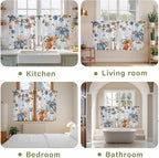 Fall Blue Maple Kitchen Curtains 45 Inch Long 2 Panel Set,Rod Pocket Window Treatment,Thanksgiving Pumpkins Daisy Country Leaves Short Curtains & Drapes for Bathroom Laundry 52"W x 45"L