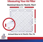 Filter King Air Filters 9.75x23.75x1 | 4 Pack | MERV 11 HVAC Pleated AC Furnace Filters | Actual Size 9.75 x 23.75 x .75"