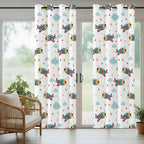 Turquoise Airplane Waterproof Outdoor Curtains for Patio,Windproof Weatherproof Curtains with Weighted Hem,Modern Art Cartoon Aircraft Clouds Light Filtering Privacy Porch Drapes 54"x 108" 2 Panels