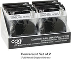 OGGI Set of 2 Charcoal Filters- Replacement Charcoal Filter for Countertop Compost Bin with Lid, Eco Friendly Products