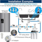 Refrigerator Water Line Kit Connection and 1/4 Compression Ice Maker Installation Kit,1/4" OD Tubing with Quick Connect for Fridge IceMaker RO Systems Water Filter Faucet,+Feed Water Adapetr 32.8ft