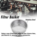 51mm Stainless Steel Coffee Filter Double Layer Filter Basket Stainless Steel Portafilter Basket Espresso Handle Compatible for Portafilter Coffee Machine(Double Cup)