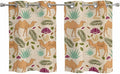 2 Panel Kitchen Cafe Curtains, Desert Camels Sunlight Filtering Nature Air Through, Home Decor Window Covering Tier Curtains for Living Room 55W x 39L inch Vintage Sand Animals Aloe Vera Leaves Beige