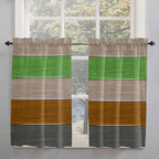 Farm Gray Green Brown Wood Grain Window Valance Curtains, Rustic Wooden Plank Light Filtering Kitchen Valance with 3-inch Rod Pocket for Living Room Bathroom Bedroom,2 Panel,42x54In