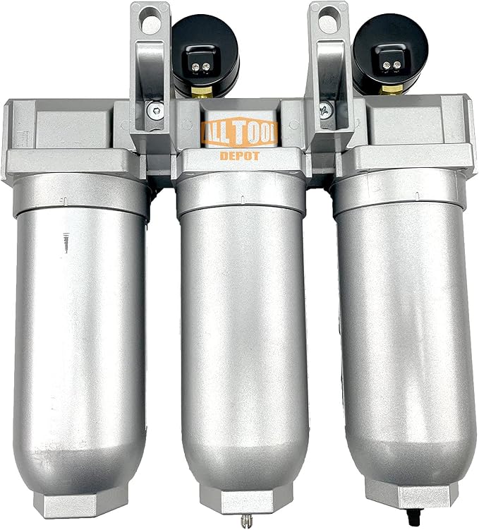 3/4" NPT SUPER DUTY Industrial Grade 3 Stages Filter Coalescing Desiccant Dryer System For Compressed Air Lines, Metal Bowls, Great For Paint Spray And Plasma Cutter (AUTO DRAIN)