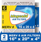 Maycold MERV 8 16x20x4 Furnace Air Filters (2-Pack), Pleated HVAC AC Filters – Actual Size 15.88” x 19.88” x 4.31”, For Residential or Office Use, Individually Wrapped in Plastic