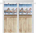 Western Horse Bathroom Curtains 63 Inch Length, Window Curtains Tab Top, Farmhouse Wooden Grain Vintage Cowboy Barn Door Light Filtering Window Treatments Drapes 52"x63" 2 Panel