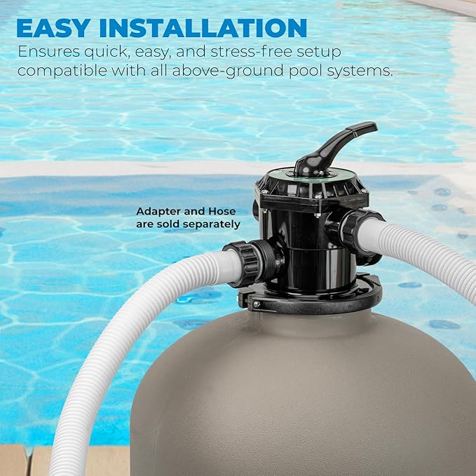 XtremepowerUS 16" Above Inground Swimming Pool Sand Filter System 7-Way Multi-Port Valve Pool Filter up to 21,000 Gallons with Stand