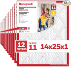 Honeywell 14x25x1 MERV 11 Allergen Reducer 11000 Electrostatic Pleated HVAC AC Furnace Air Filter (12-Pack) | Replacement Filter for Home Use | Made in USA
