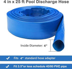 Eastrans 4 IN x 25 FT Pool Backwash Hose, Heavy Duty Flat Discharge Hose, Weather and Burst Resistant, Best Pool Hoses for Inground Pools, Pool Filter Hose & Pool Drain Hose