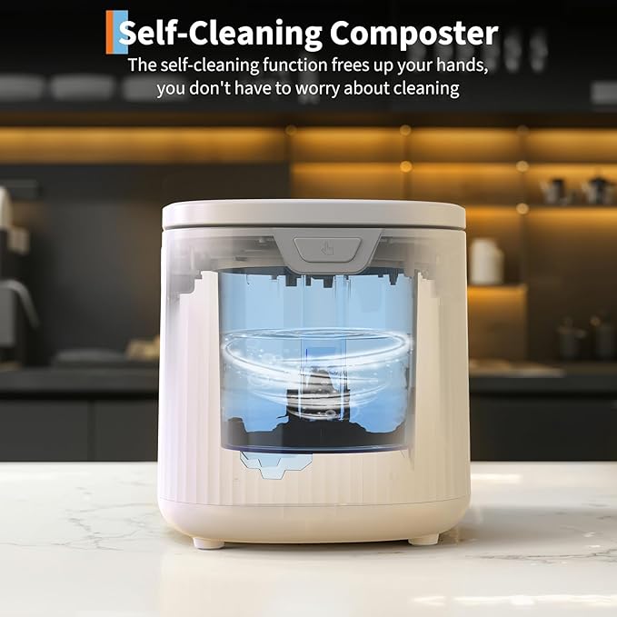 2.5L Electric Composter Countertop, 3 Modes Kitchen Smart Compost Bin with Auto Cleaning, LED Display, Turns Kitchen Waste Into Dry Manure, Low Noise Food Waste Compost Machine