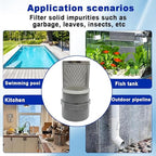 1/2" inch stainless steel filter cover connected to 1/2" grey pvc filter DN15 water pipe, suction strainer used to remove debris and reduce solid entry(1pcs)