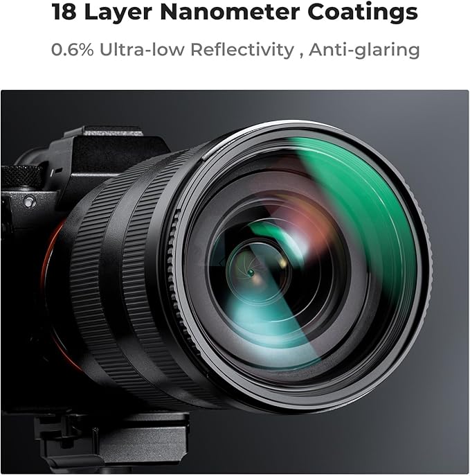 K&F CONCEPT 58mm MC UV Lens Protection Filter with Lens Cap Cleaning Cloth Optical Glass Ultra Slim 18 Multi-Layer Coatings Camera Lens UV Filter (K-Series)