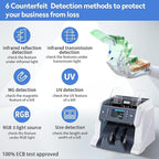 RIBAO BC-40 Mixed Denomination Money Counter Machine, Value Counting, Bill Counter Multi Currency, CIS/UV/MG/IR Counterfeit Detection for Business