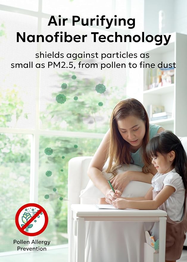 Clean Air Window Screen - Filters Pollen, Allergens, Dust, and Ash - Cleaner, Healthier Air - Easy to Cut - Ideal for Patio, Porch, and Window Screen Replacement - (22" x 15')
