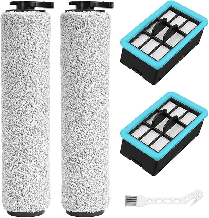 Replacement Brush Roller And Filters For Bissell For CrossWave 3831 HF2 3845 3847 3848 Floor Scrubber Wet and Dry Vacuum Cleaner Accessories, 2 Roller brush + 2 Filters + 1 Cleaning brush