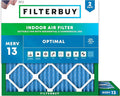 Filterbuy 18x18x1 Air Filter MERV 13 Optimal Smoke & Allergy Defense (2-Pack), Electrostatic Pleated HVAC AC Furnace Filters Replacement, Made in USA (Actual Size: 17.75 x 17.75 x 0.75)