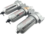 1/2" NPT MID FLOW 3 Stages Filter Coalescing Desiccant Dryer System For Compressed Air Lines, Poly Bowls, Great For Paint Spray And Plasma Cutter (MANUAL DRAIN)