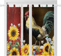 Chicken Sunflowers Living Room Curtains 84 Inch Length, Window Curtains Tab Top, Farmhouse Animals Red Barn Bees Light Filtering Window Treatments Drapes 42"x84" 2 Panel