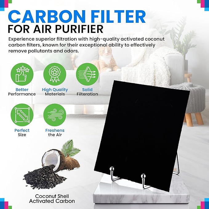 Bagean Carbon Pre Filter MD1-0023 - Compatible with Vornado Air Purifier Filter Replacement - Fits AC350 AC300 AC500 & AC550 Models - Activated Carbon Filters Remove Odors and Freshen the Air (2-Pk)