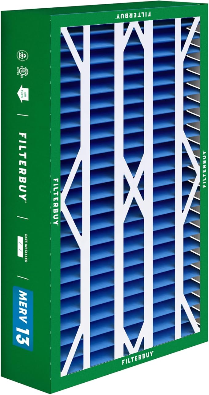 Filterbuy 16x28x6 Air Filter MERV 13 Optimal Smoke & Allergy Defense (3-Pack), Pleated HVAC AC Furnace Filters for AprilAire Space-Gard 401, 2400, & Lennox (Actual Size: 15.50 x 26.88 x 6.00)